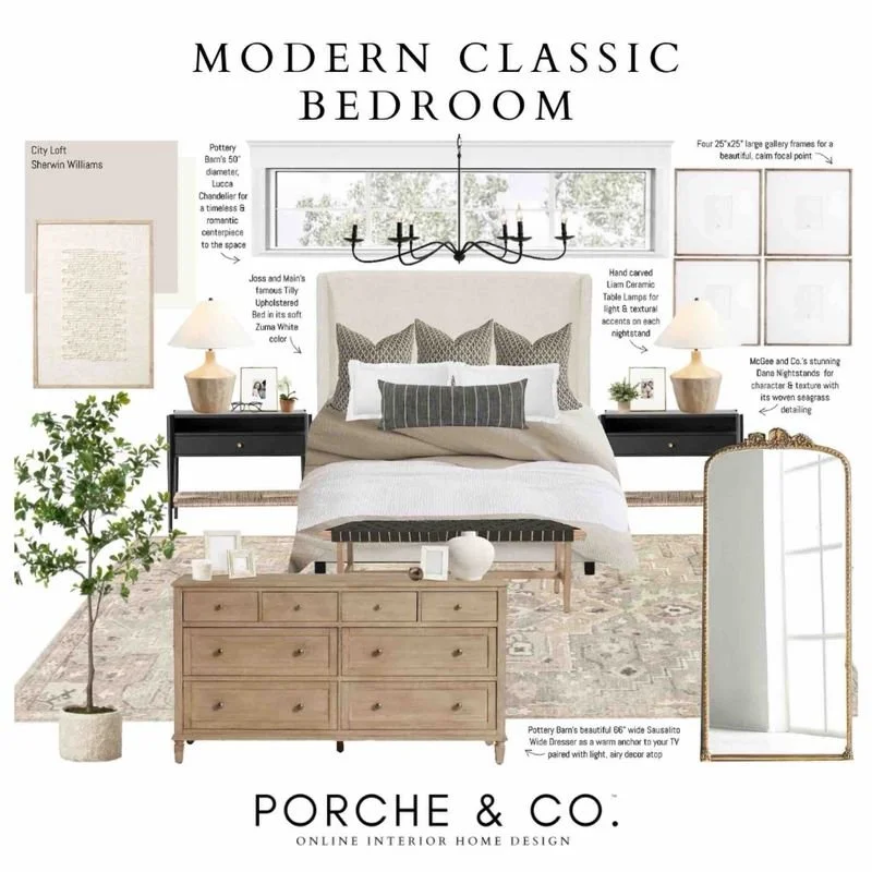 Modern Classic Bedroom Master Primary Client Design Vision Board