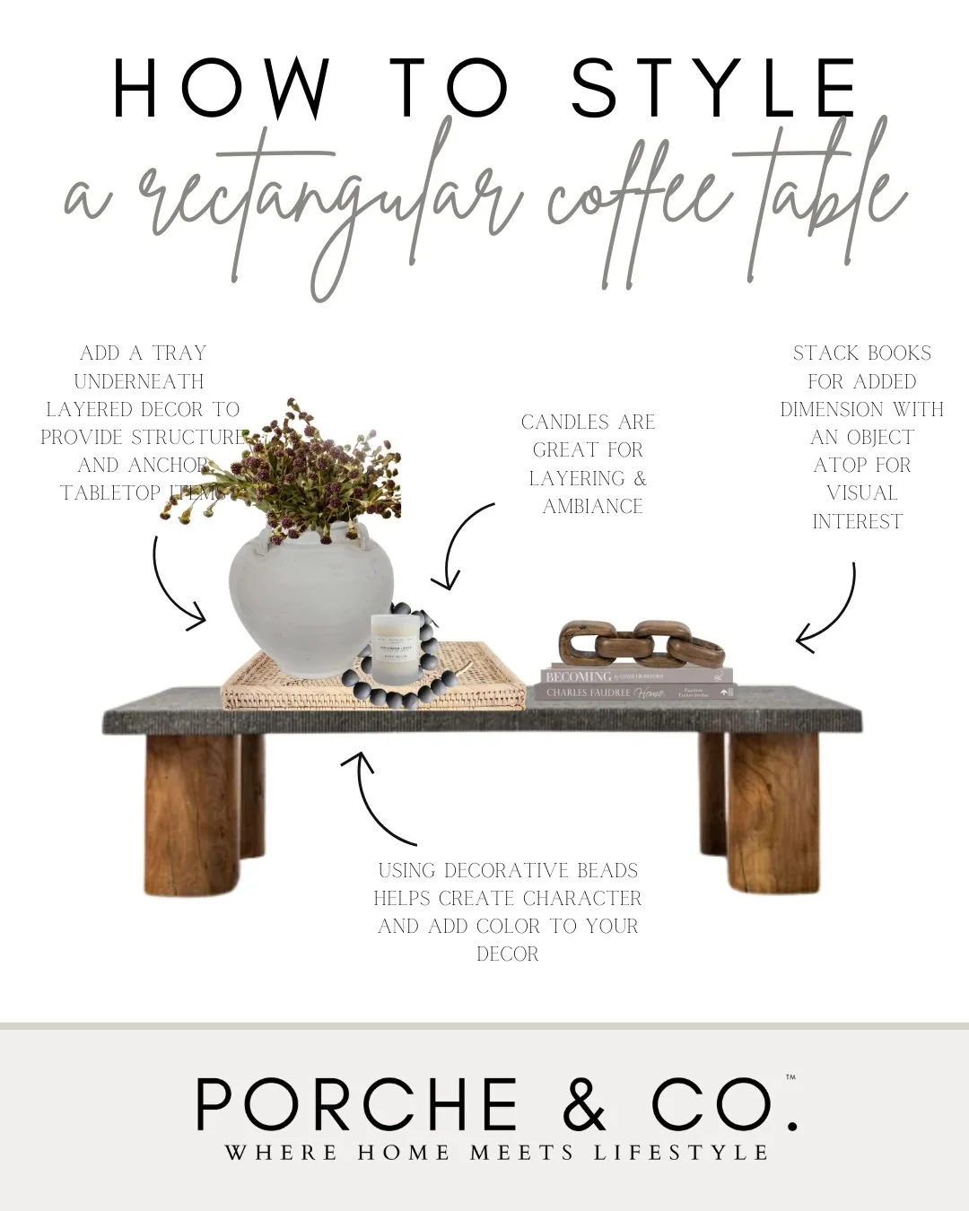 How to Style a Coffee Table from Porche & Co. Virtual Interior