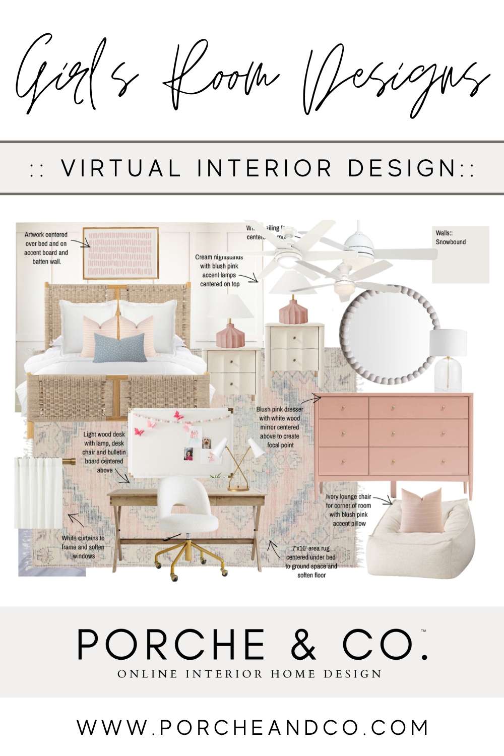 Designs of the Week :: Modern Classic Girl's Bedroom Designs — Porche & Co.