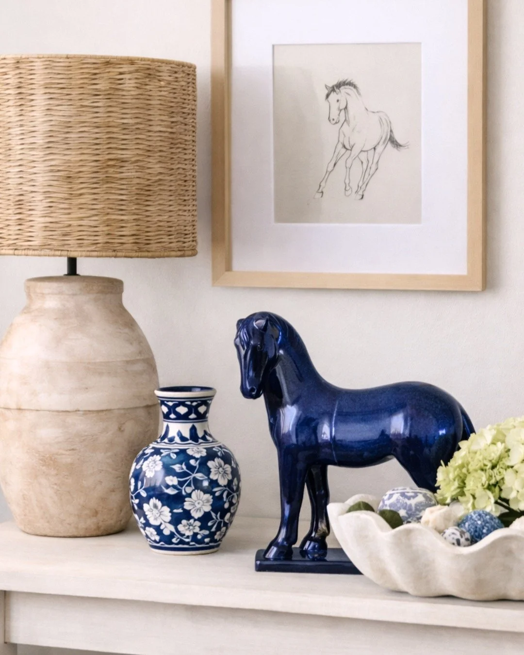 target decor featuring blue horse and horse drawing