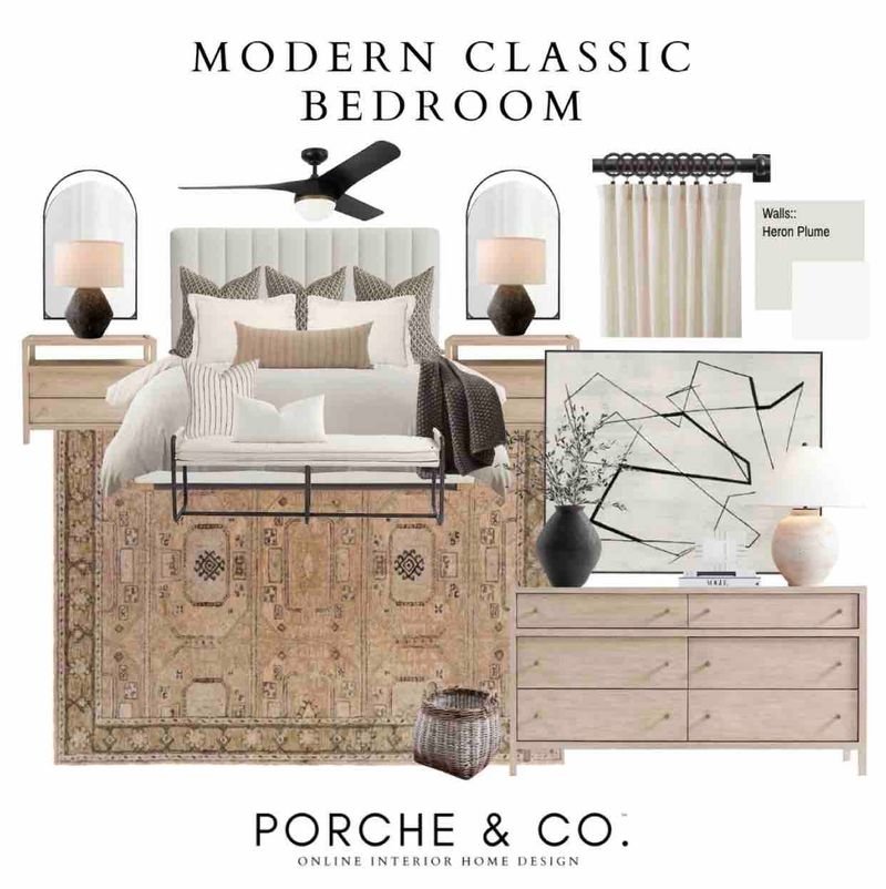 Modern Classic Transtional Master Primary Bedroom Design