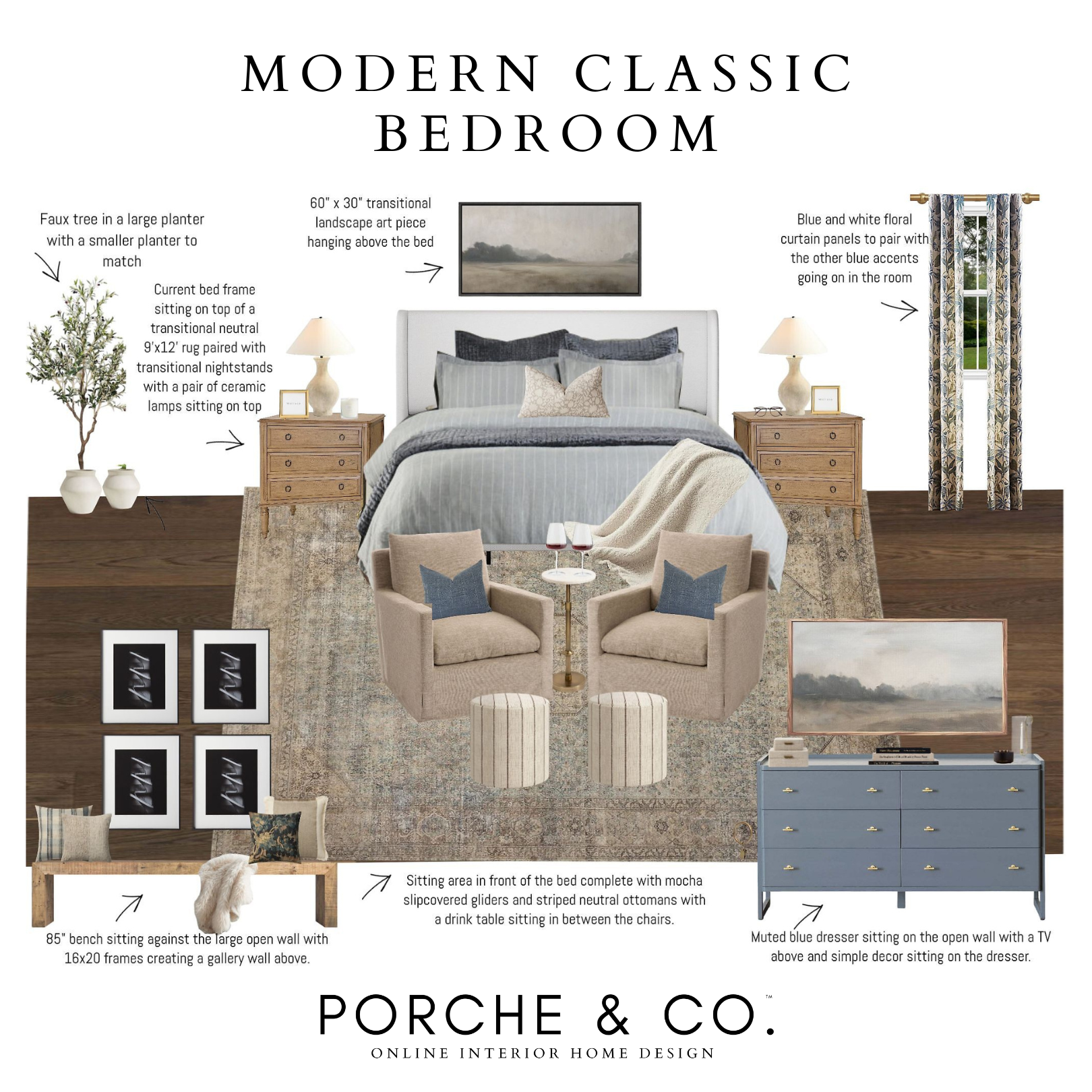 Modern Classic Bedroom Client Design Vision Board