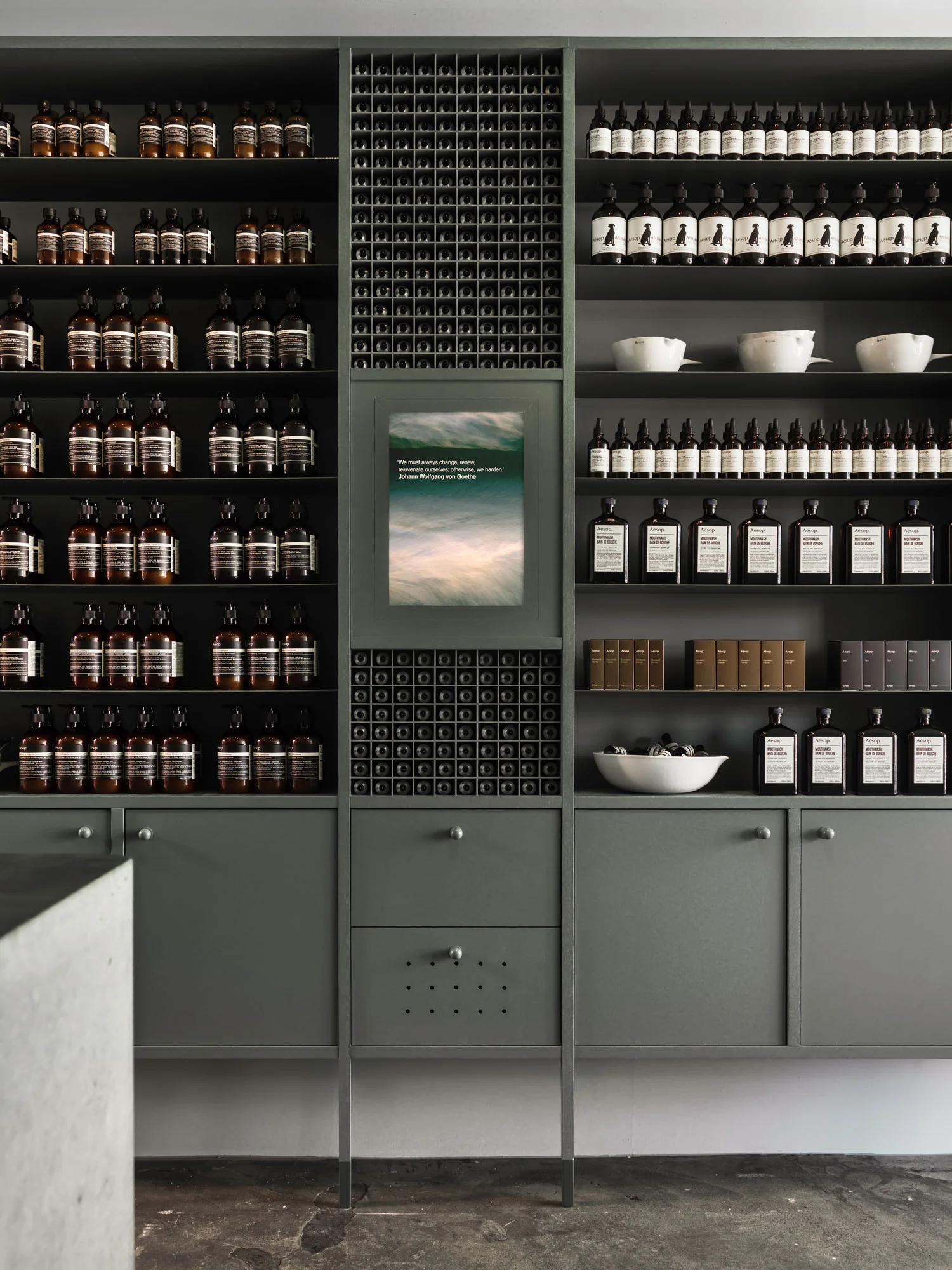Aesop places more emphasis on efficacy as opposed to the natural status of their product. Photography by Trevor Mein via Yellow Trace.