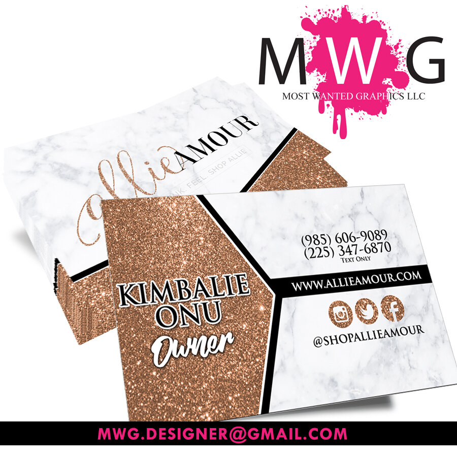 Editable Business Card Template Marble Glitter Business Card 