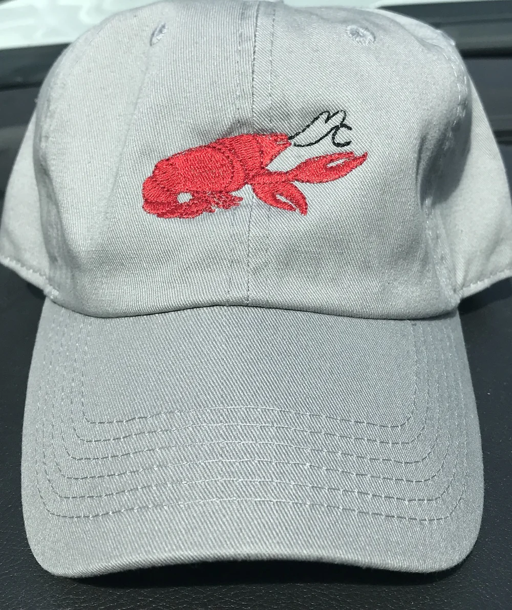 crawfish smoking a cigarette hat hanging on beer can with goes viral Introducing the Crawfish Needlepoint Hat by Smathers and Branson LA Crawfish Co. Boat Patch