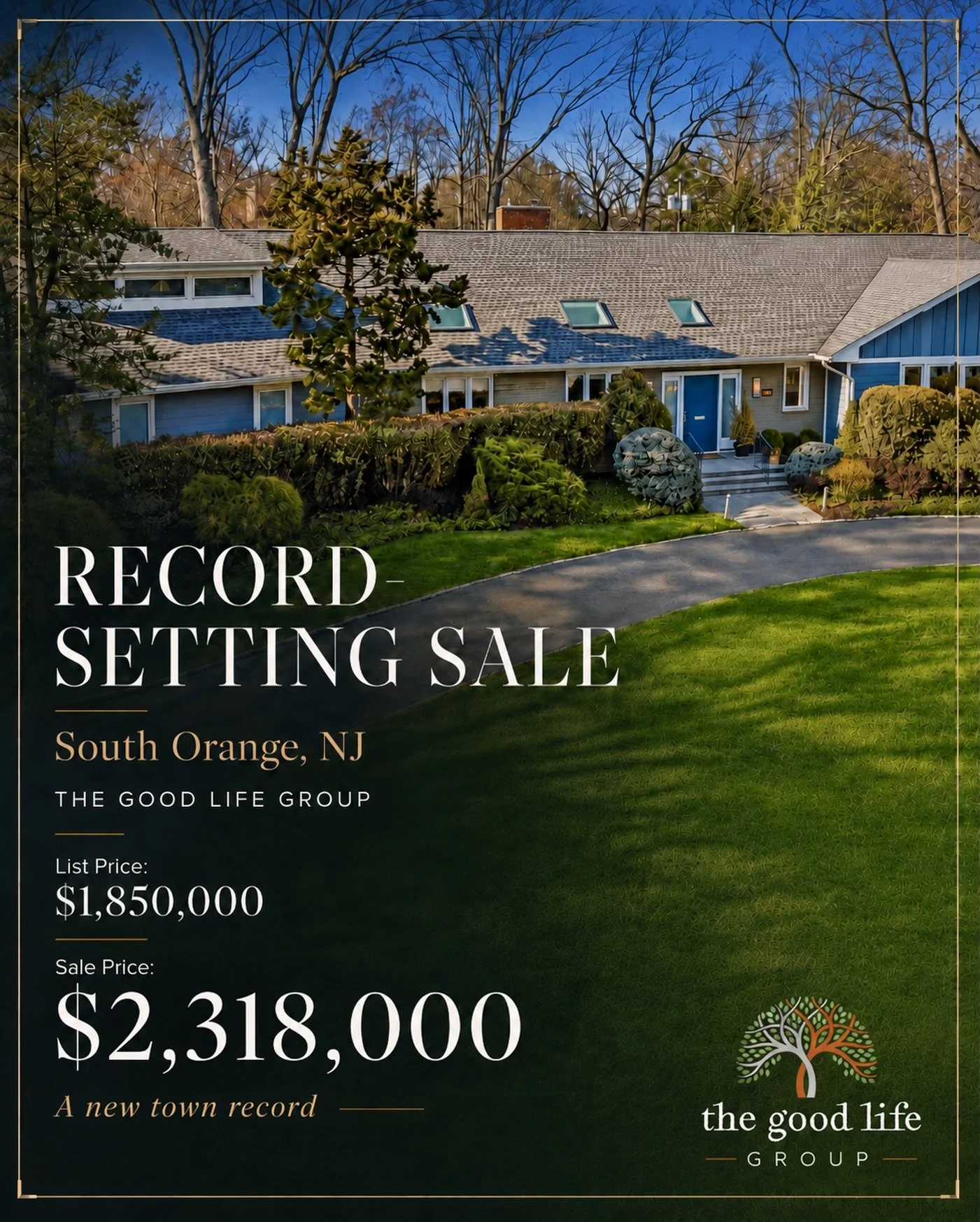 Honored that The Good Life Group represented a truly special South Orange home 🏡 in a RECORD SETTING sale for the town. ✨

This milestone reflects more than a price, it reflects the strength of the South Orange market, 📈 the value of thoughtful pre