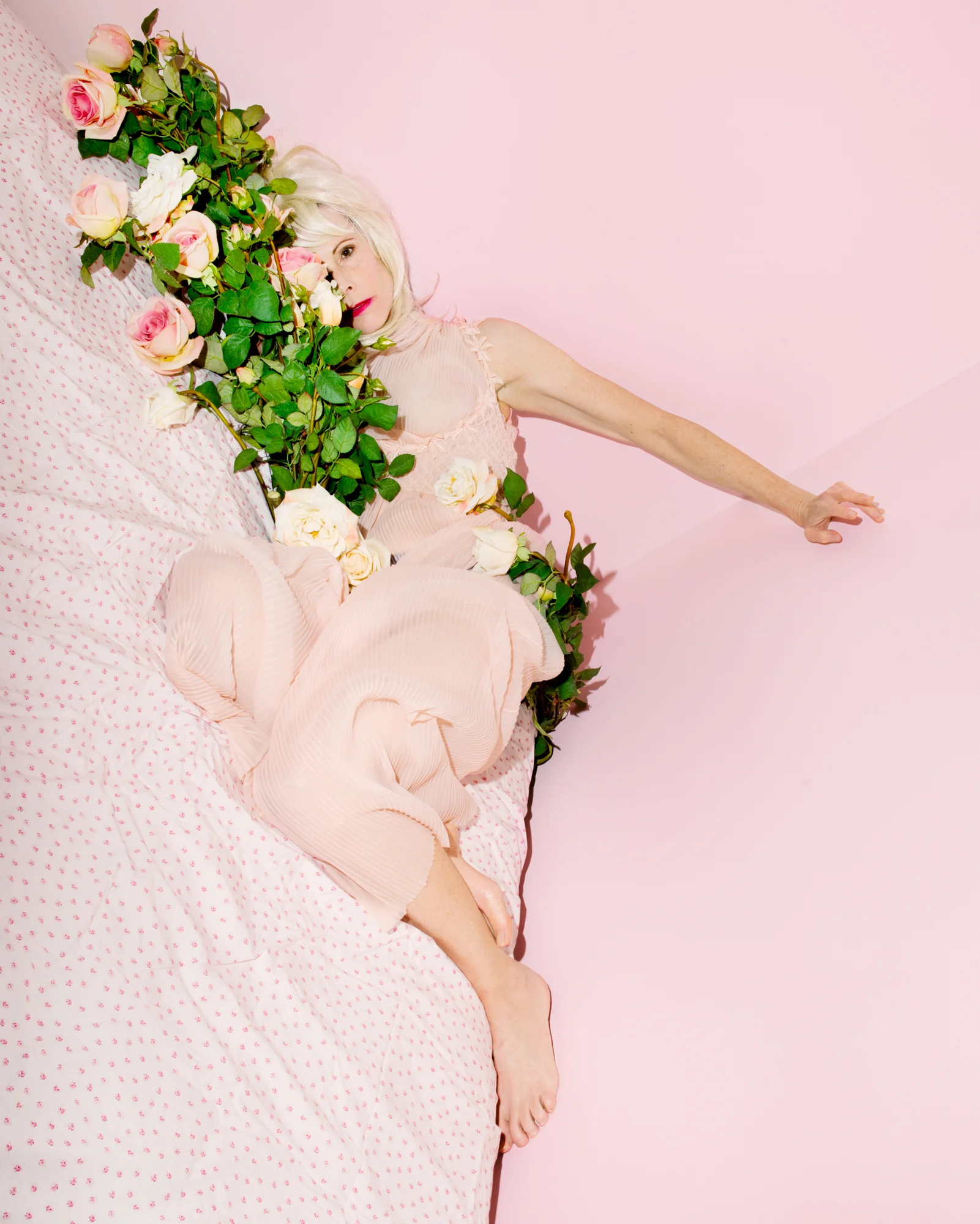 Natalie Krick, My mother in bed with roses, 2015, Digital C Print, 20” x 24”