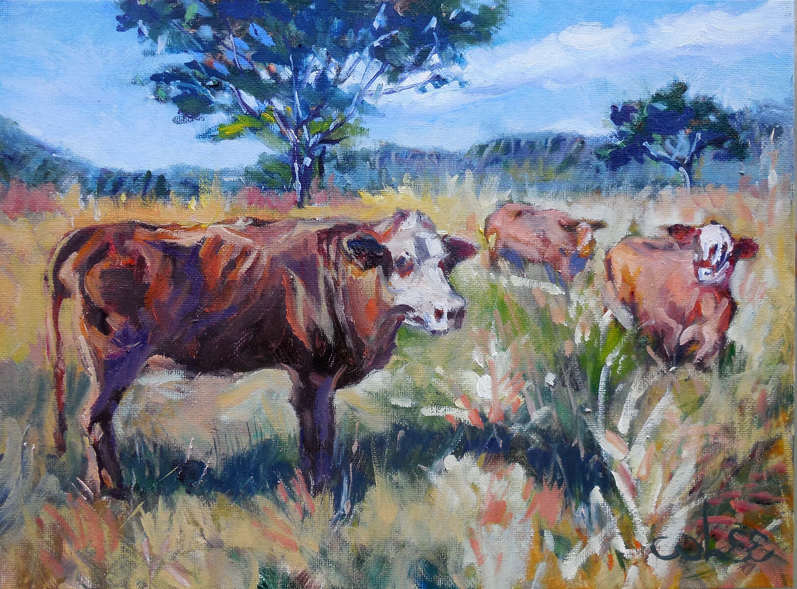 Cows, Oil 9x12, 2020