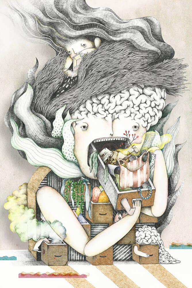 作品《赘词是必要的》,经常无意说出许多赘词,顺其自然便升华为口头禅。