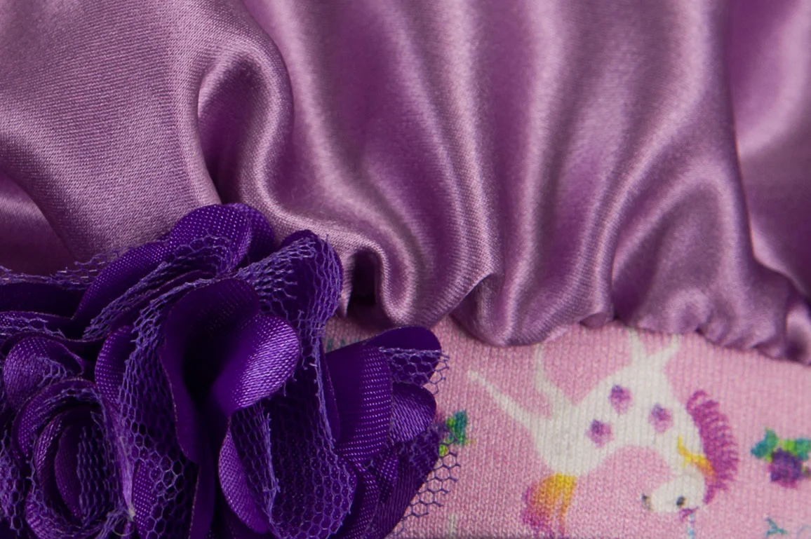 lavender adjustable silk sleep cap with flower