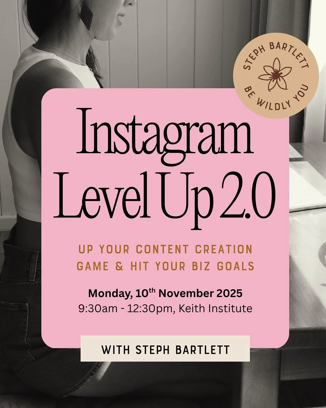 ONLY 3 x SPOTS LEFT! 😎
This one&rsquo;s for the biz owner who already has their Instagram set up, knows the basics, and is ready to level up their content, up their editing skills, and create posts that actually help achieve their business goals.

W