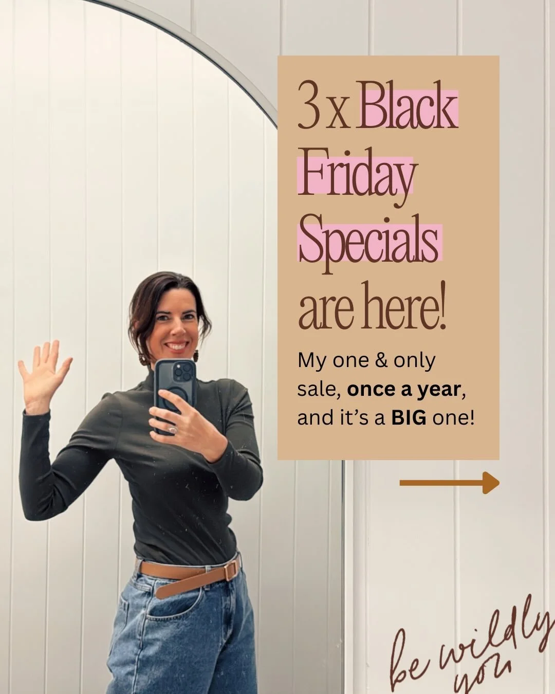My once-a-year Black Friday sale is here, and it&rsquo;s a good one! If you&rsquo;ve been thinking about working with me, now&rsquo;s your chance:
👩🏻&zwj;💻 Deep Dive Strategy Call: one session, massive clarity + an action plan
🎥 VIP Coaching Day: