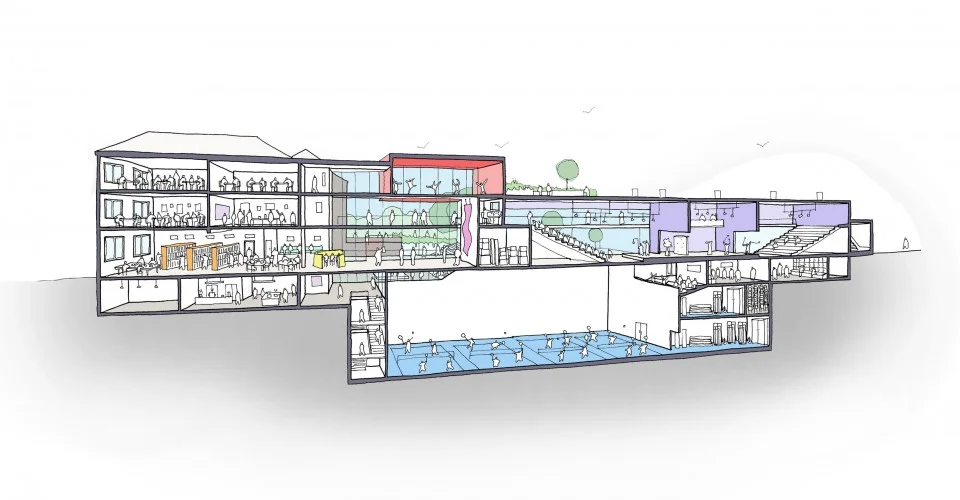 Sub-structure design of underground basketball court