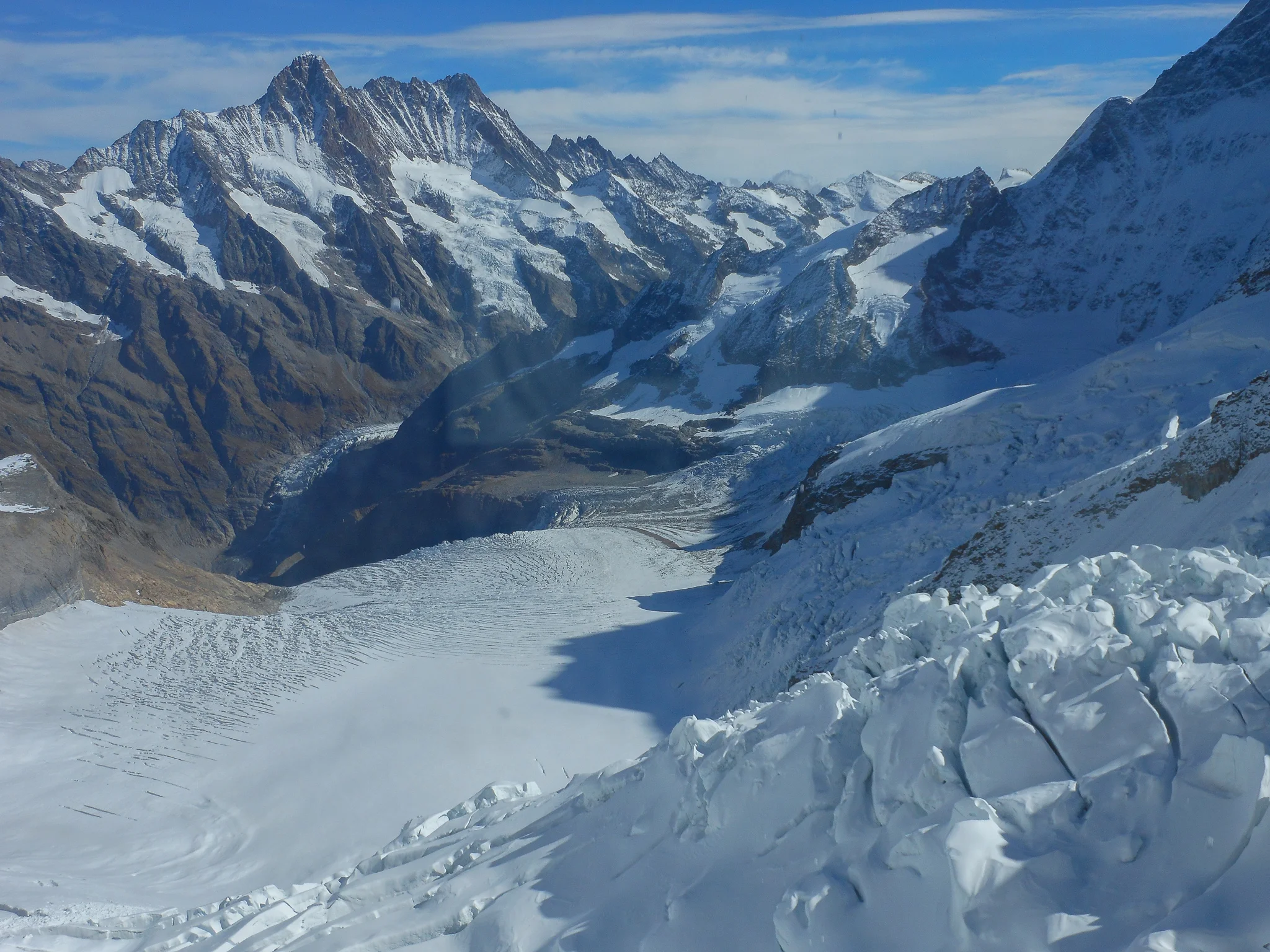 A VIEW OF THE ‘SEA OF ICE’ THROUGH THE EISMEER STATION WINDOW. GLOBAL WARMING HAS TAKEN ITS TOLL.