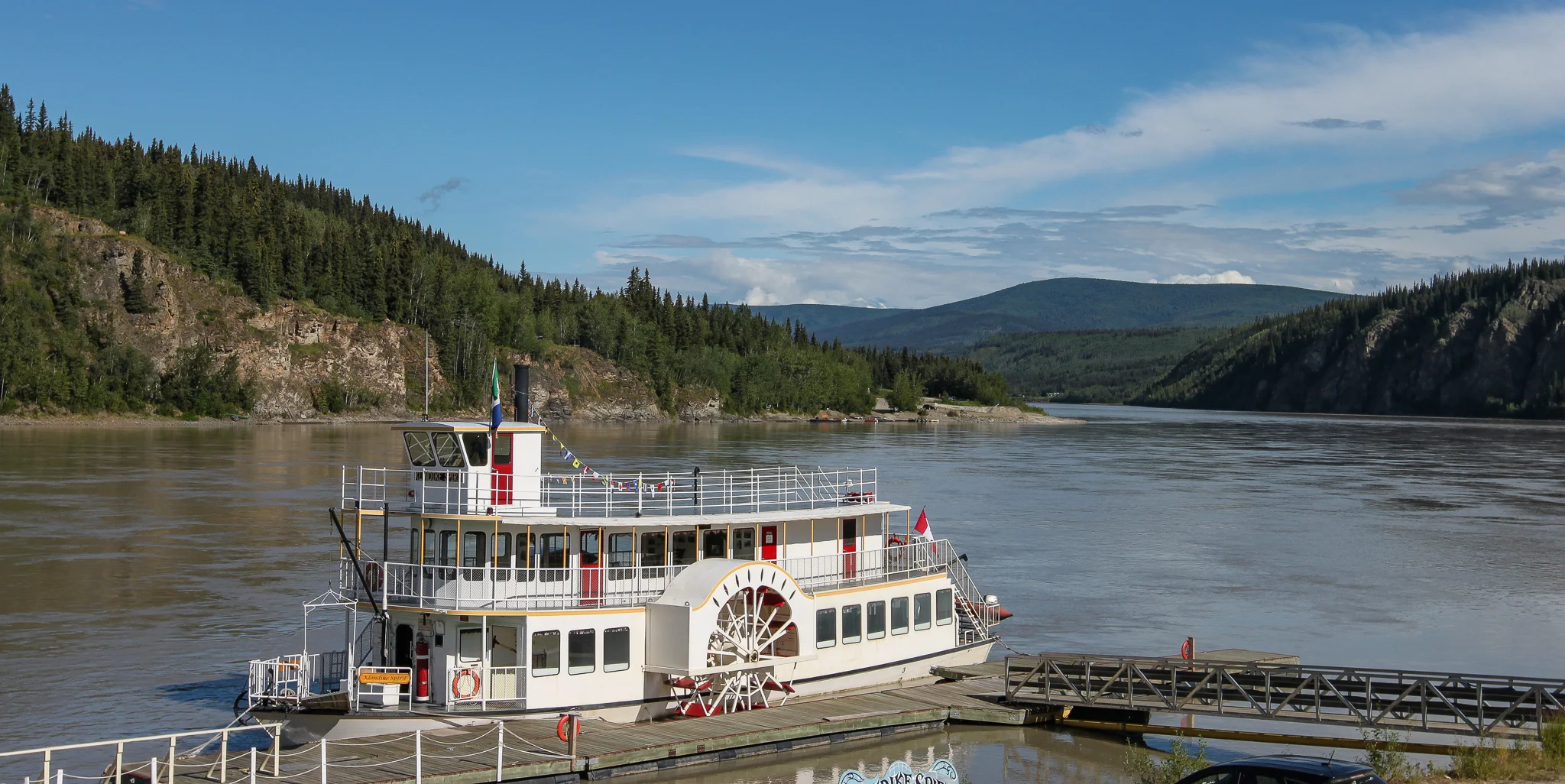 A YUKON STEAMBOAT ALONGSIDE THE QUAY AT DAWSON.