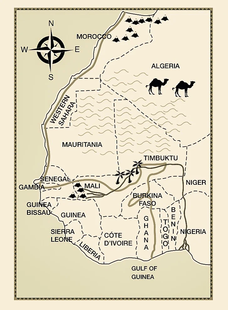 OUR ROUTE FROM MOROCCO TO GHANA (2008/09).