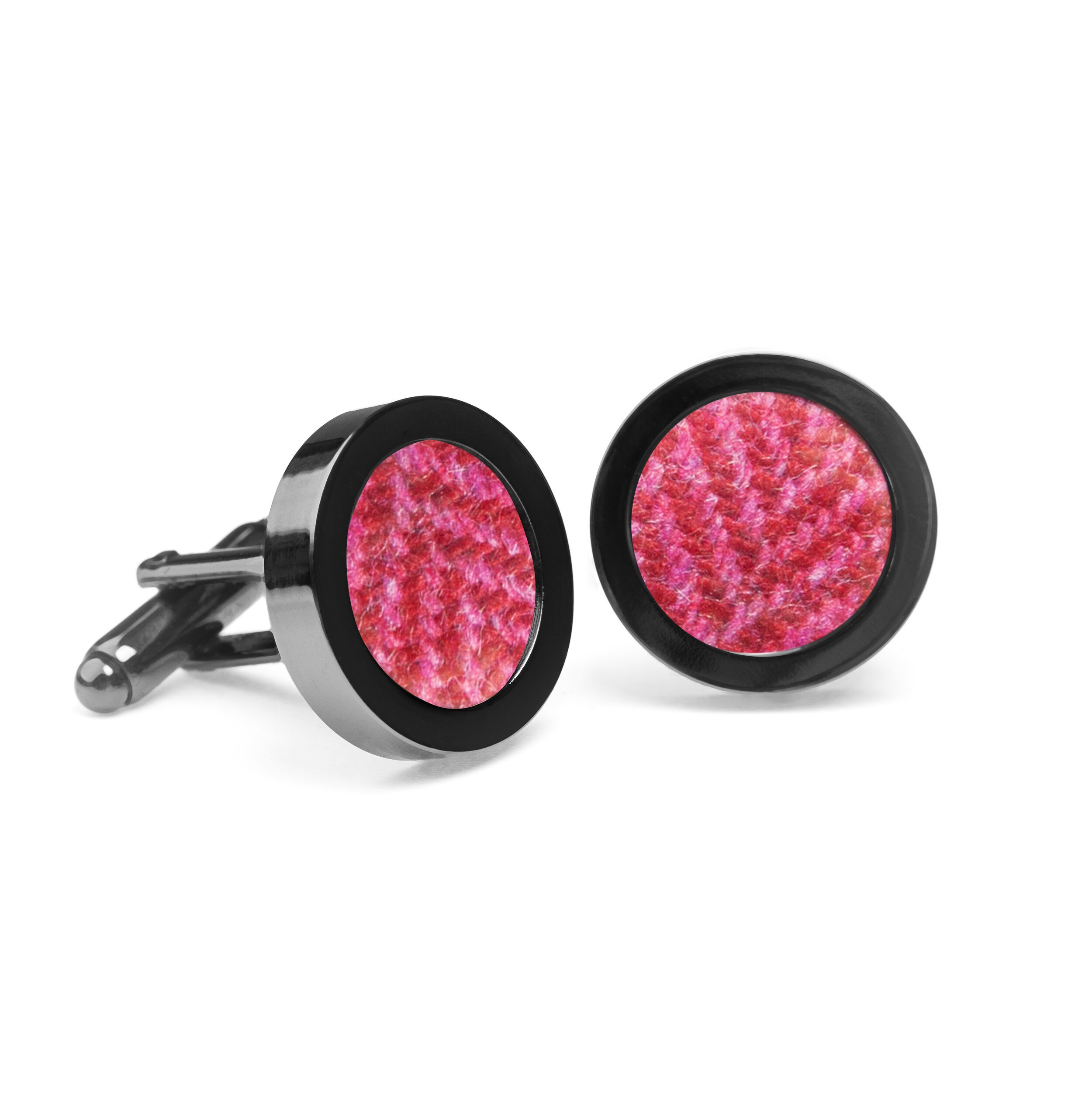 ORWELL &amp; BROWNE DONEGAL TWEED CUFFLINKS - CERISE
