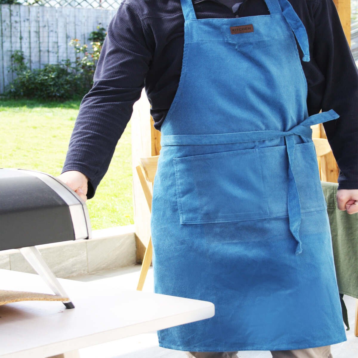 Cotton Corduroy Apron Blue