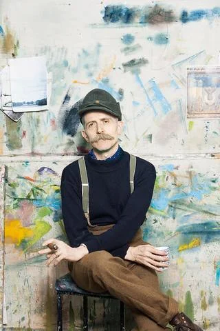 Billy Childish in his studio