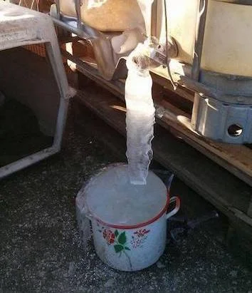 Winter is so cold at the shelter that sometimes the water freezes