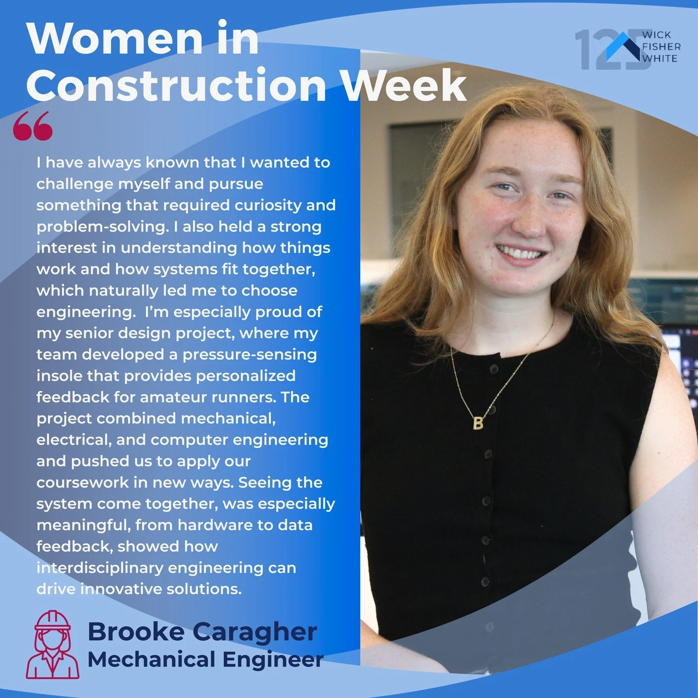 Women in Construction Week Spotlight 👷&zwj;♀️

As we wrap up Women in Construction Week, we are pleased to spotlight Mechanical Engineer, Brooke Caragher. 

A recent graduate of the University of Pennsylvania, Brooke shares why she chose engineering