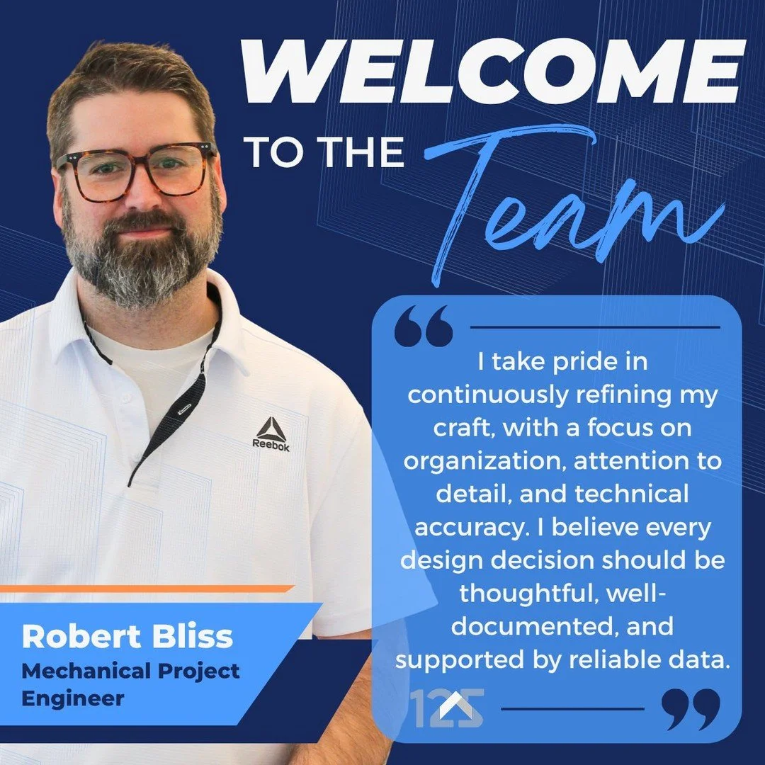 "Please join us in welcoming Robert Bliss to Wick Fisher White!
⠀
Robert joins our team as a Project Mechanical Engineer, bringing more than 11 years of experience in mechanical engineering, HVAC, plumbing, and fire protection systems.
⠀
His div