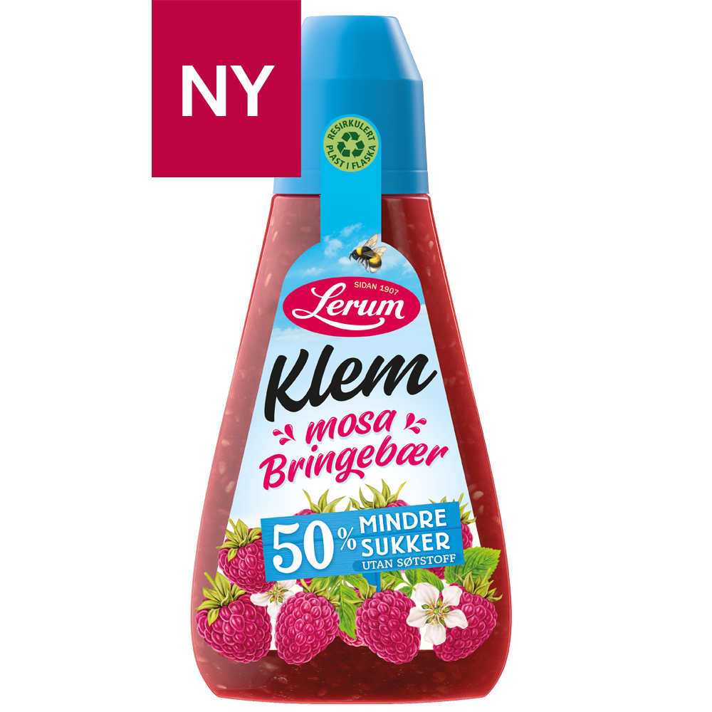 Klem Mosa Bringebær 50% mindre sukker