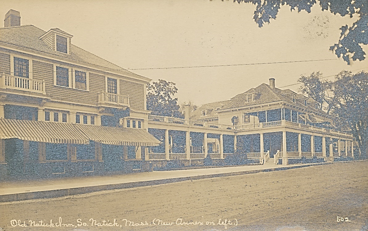 The “Old Natick Inn” on Eliot Street, west of the meetinghouse, and current site of Shaw Park