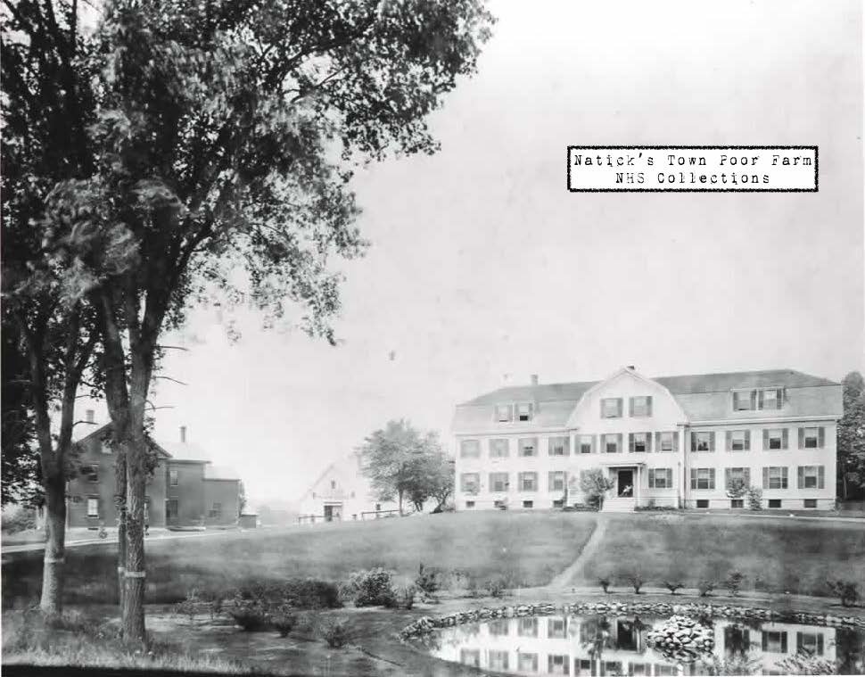 The Town Poor Farm was an imposing building on South Main near West Street. The Town meeting of 1837 appointed a committee to purchase land for a working farm. In 1849, 108 acres belonging to John W. Perry and Alfred Bacon were acquired. The farm cov