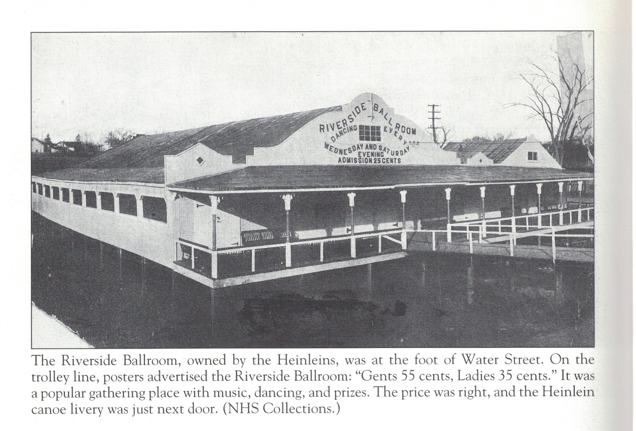 The Riverside Ballroom, from Natick Images of America Series - Dancing in the twilight along the Charles River in South Natick was once a popular pastime. Young men and women gathered at the Riverside Ballroom and danced for hours to the music of two