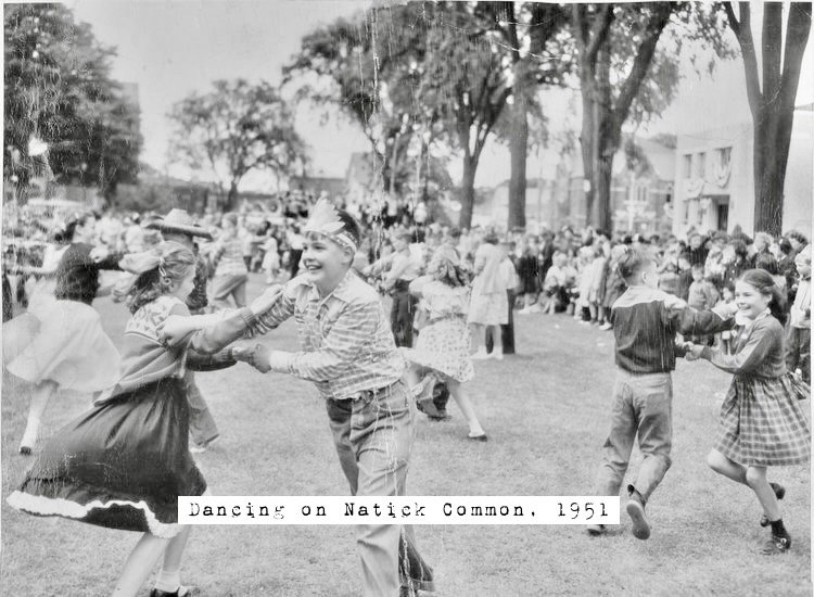 Don't stop dancing, Natick! The town of Natick celebrated its 300th anniversary in 1951. Parades, ceremonies, and dedications, including dancing on the Common, were held. If you recognize any of these young dancers, please let us know. We would be de