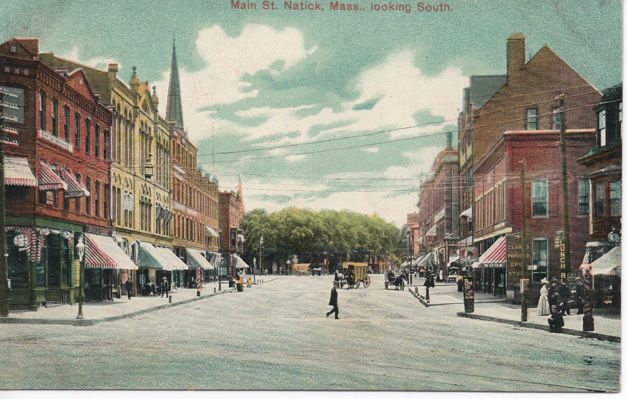 Travel back in time on our Natick Center Walking Tour on Friday (tomorrow!) at 4pm.  Buy your tickets online today! This postcard view of Natick Center looking South towards the Common dates to 1908. (NHS Collections)

https://www.eventbrite.com/e/na