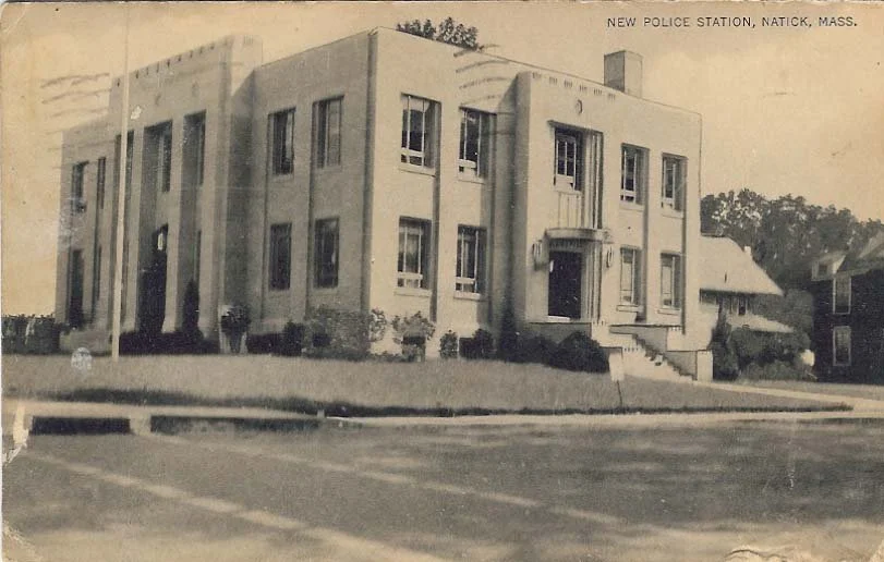 🚓 Remember this building? 🚓

For decades, this building at East Central and Park streets was part of everyday life in downtown Natick. Opened in 1938 as the new police station, it also housed the District Court upstairs. 

Three images from the NHS