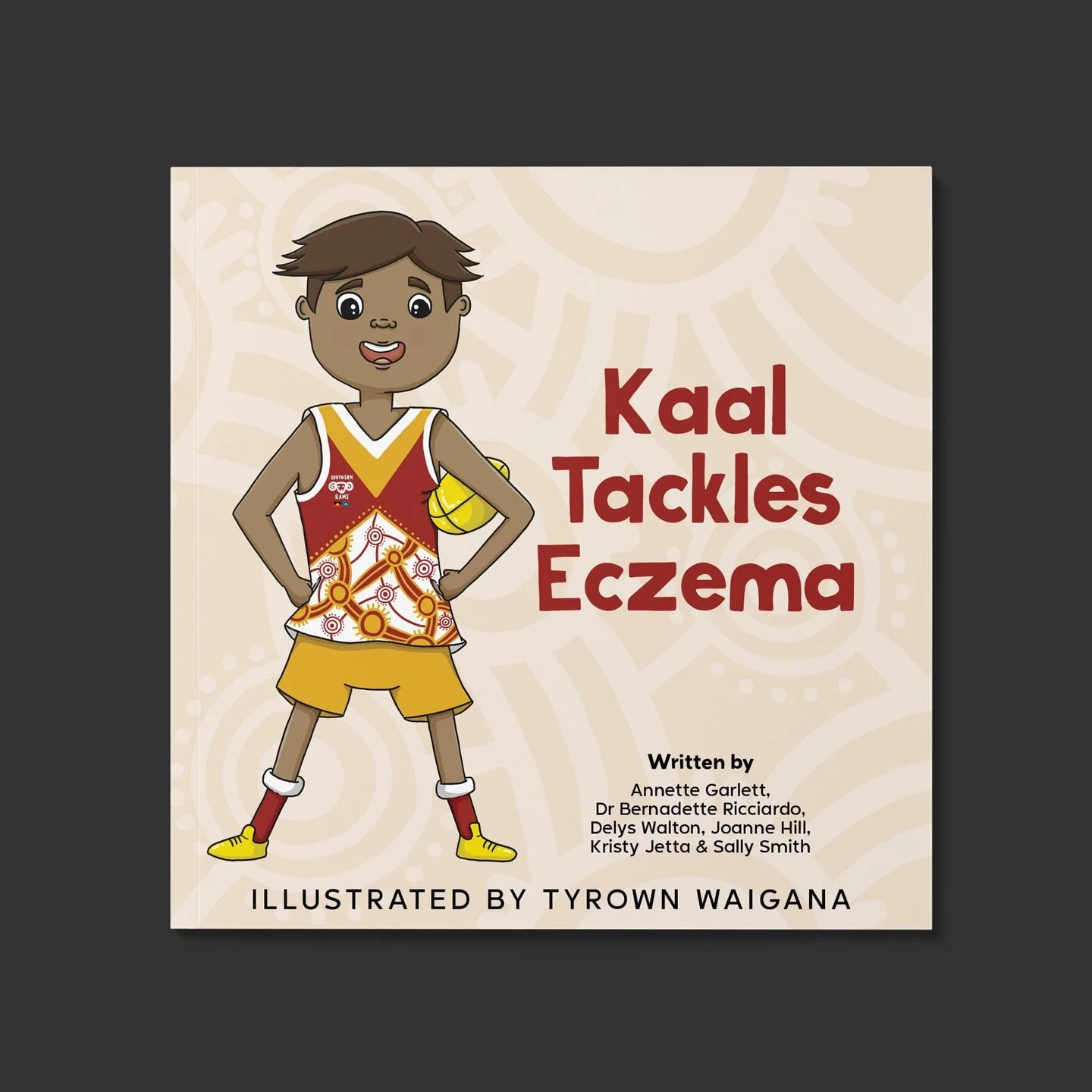I was honoured to be asked by Telethon Kids Institute to design the first book in their Moorditj Marp Healthy Skin Books series: Kaal Tackles Eczema. My favourite part of this project was working with the expressive illustrations of Tyrown Waigana @c