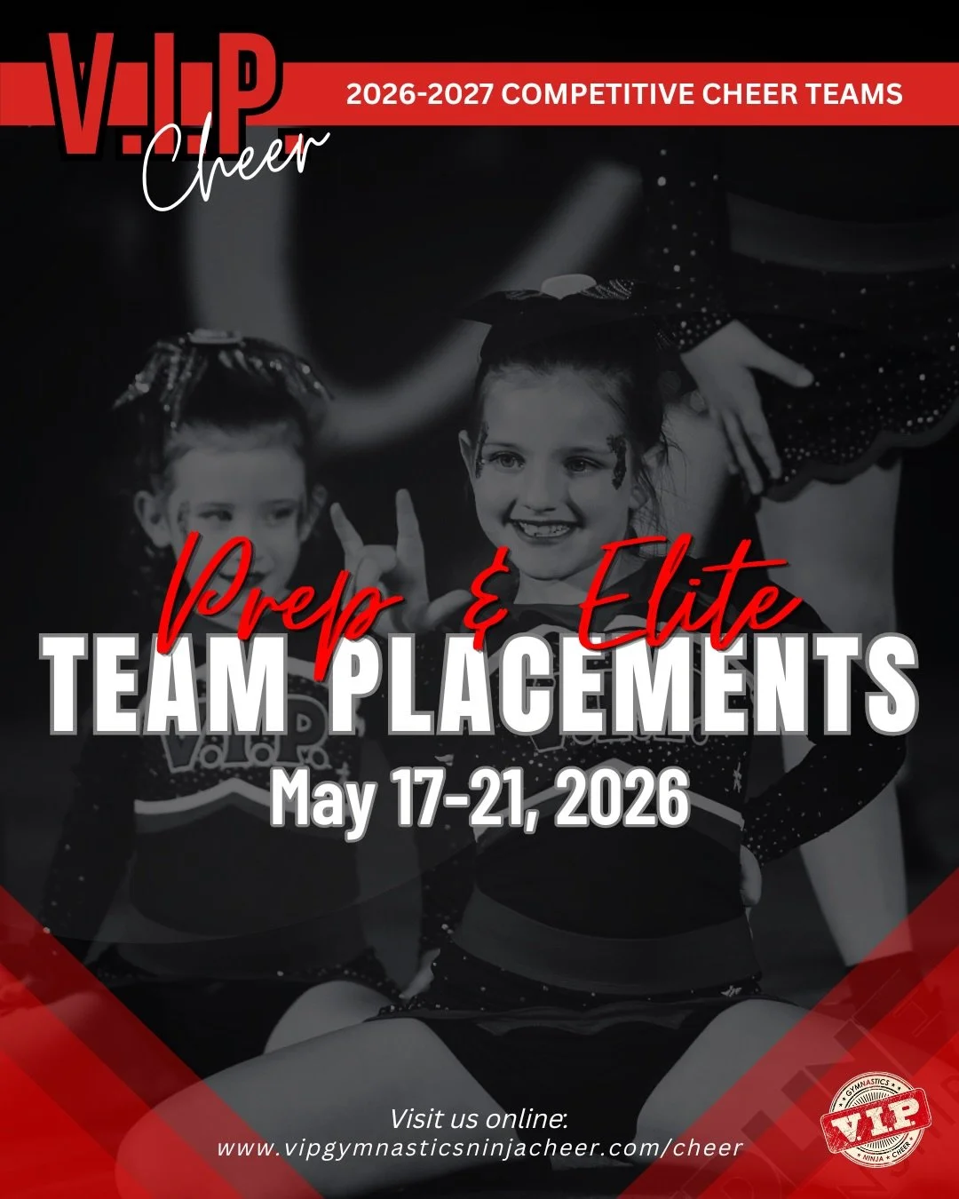 ✨📣𝙔𝙤𝙪 𝙬𝙖𝙣𝙩 𝙩𝙤 𝙗𝙚 𝙡𝙞𝙠𝙚 𝙢𝙚? 𝘽𝙚𝙘𝙤𝙢𝙚 𝙖 𝙑.𝙄.𝙋.! 📣✨

You've heard the catch phrase&mdash;now it's your chance to join the V.I.P. team for the 2026-27 season!

Join us for our prep &amp; elite 𝗖𝗛𝗘𝗘𝗥 𝗧𝗘𝗔𝗠 𝗣𝗟𝗔𝗖𝗘𝗠𝗘?