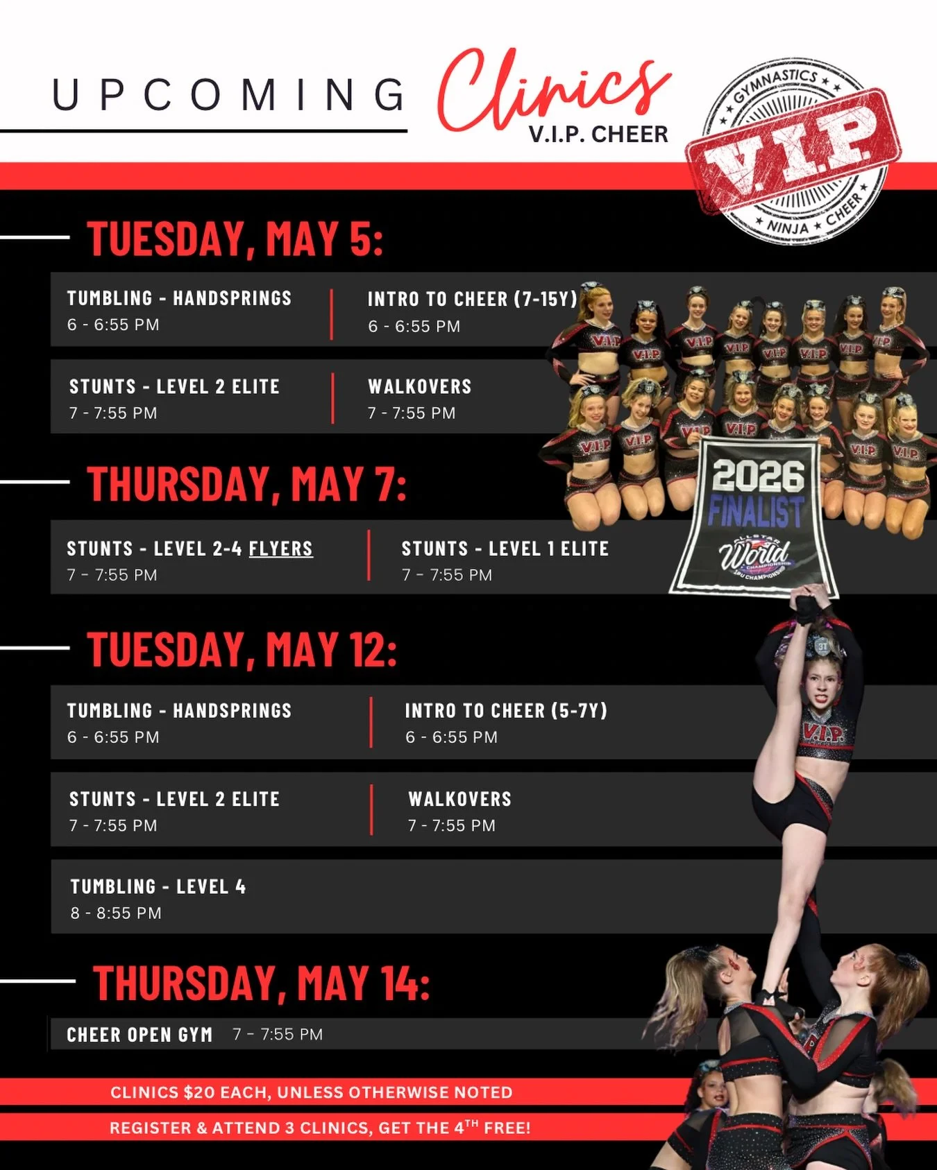 Looking to level up your skills for next season? Join us for a skill clinic! 

View our schedule and register online on our parent portal or at https://app.jackrabbitclass.com/eventcalendar.asp?orgID=534854

Not sure which clinics are the right fit? 