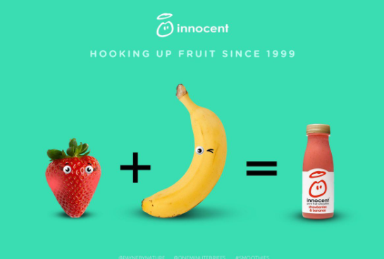 An asset of a strawberry and banana making an Innocent smoothie.PNG