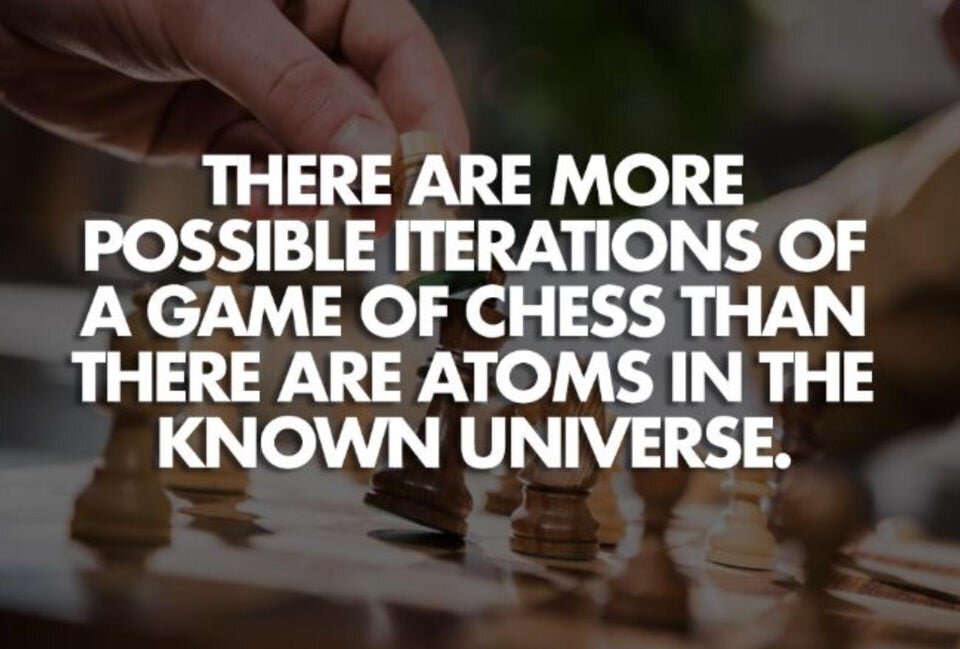 Number of chess moves greater than number of atoms in the universe 