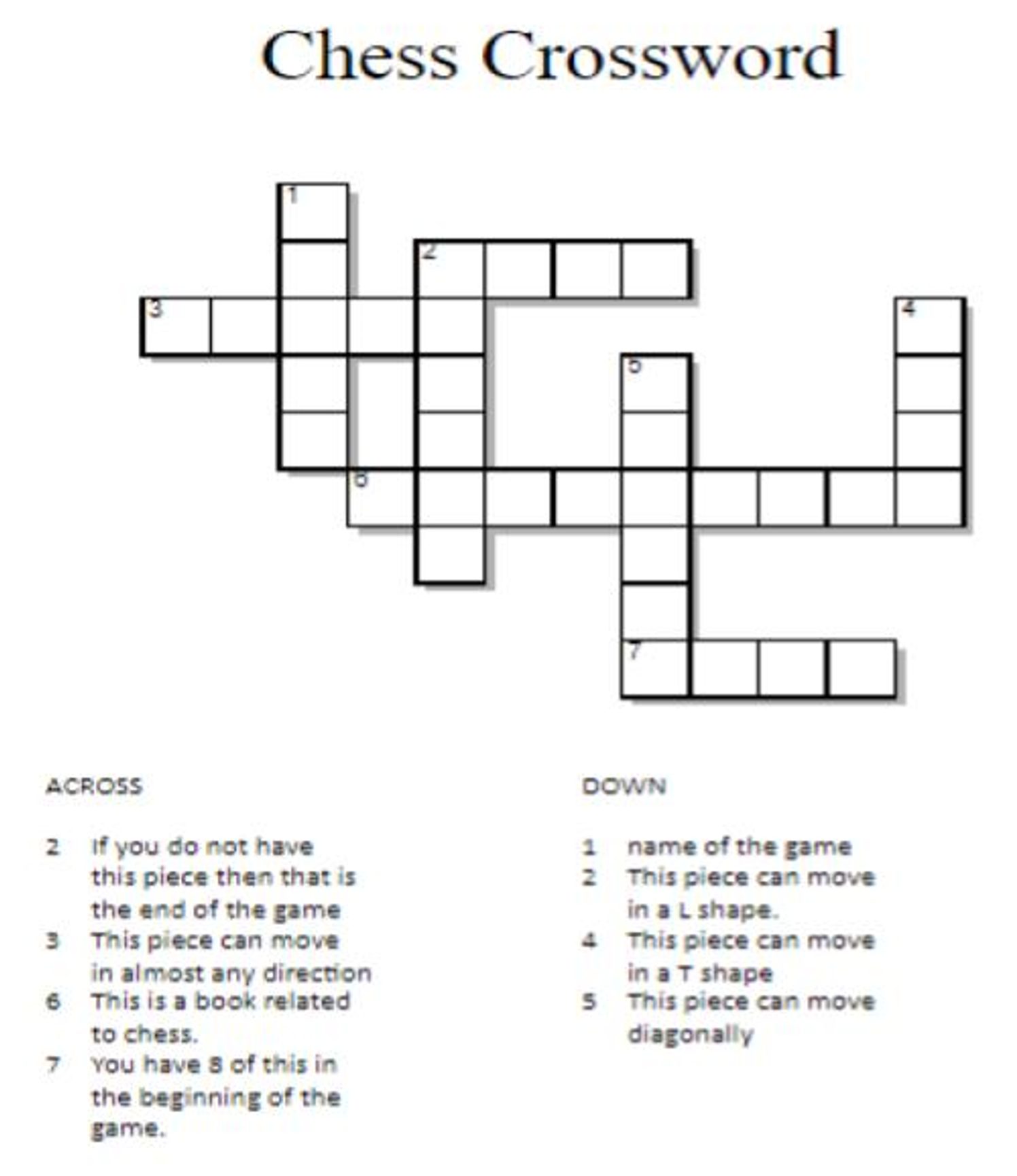 Crossword puzzle - Chess Forums 