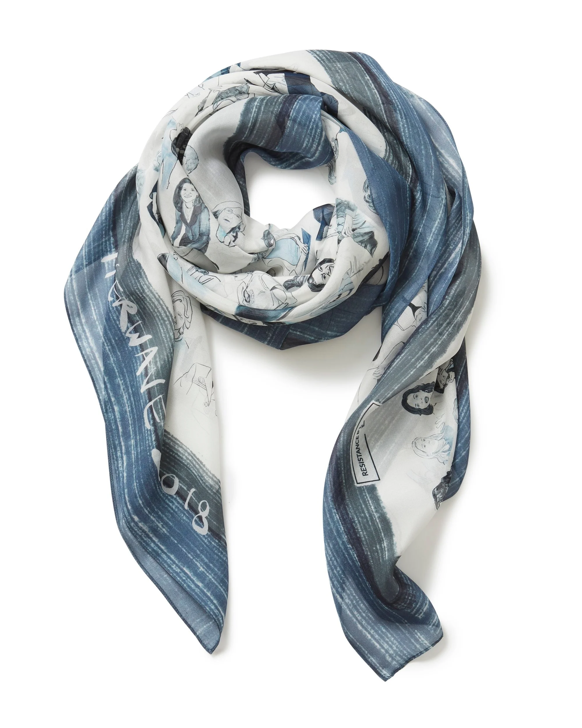 The HERWAVE 2018 scarf portrays every single Democratic women that ran for office in the historic midterms of 2018. This surge led to over 100 women winning their elections.