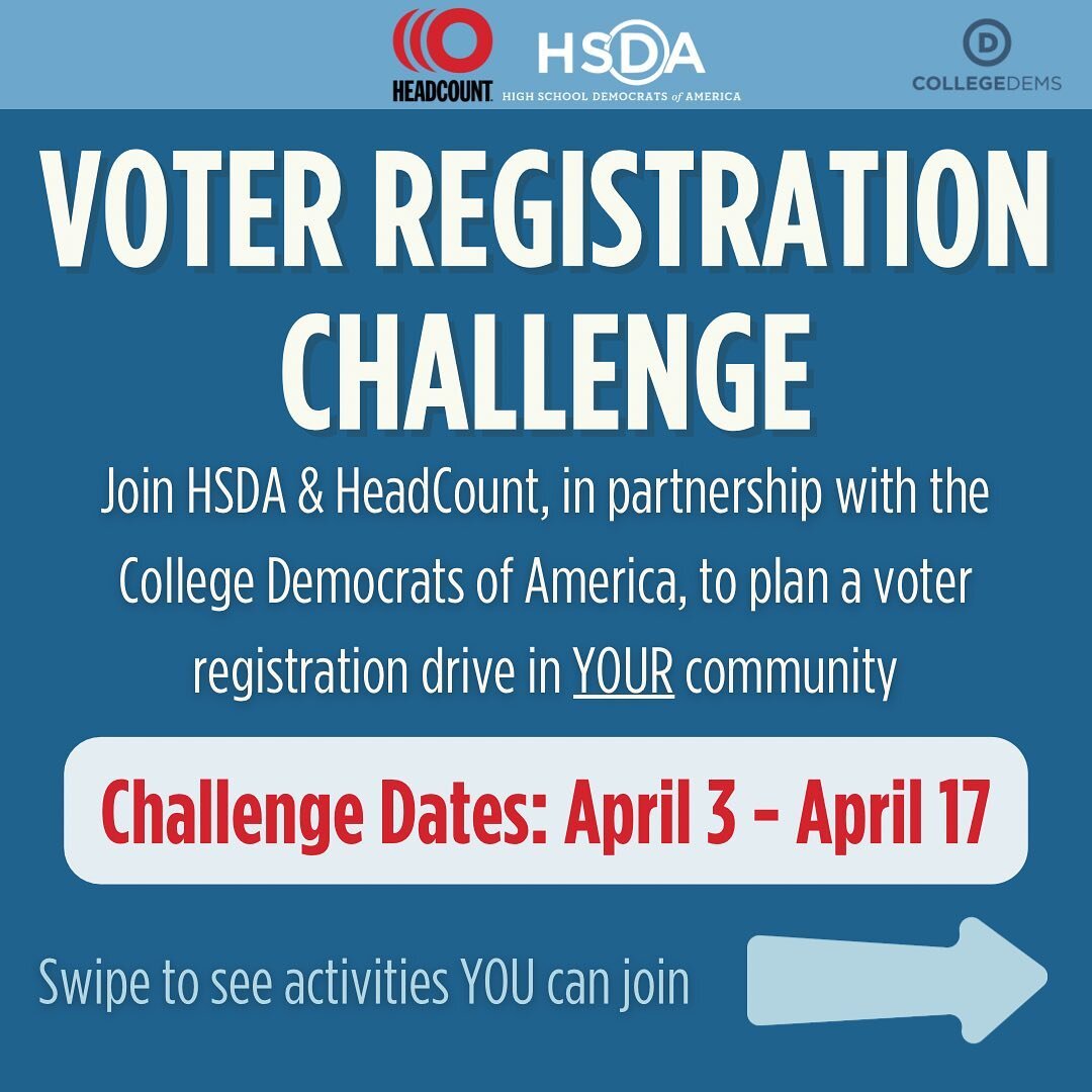 The youth vote will determine this election; join us in getting students across the country registered to vote! 🗳️ #hsda #voterregistration