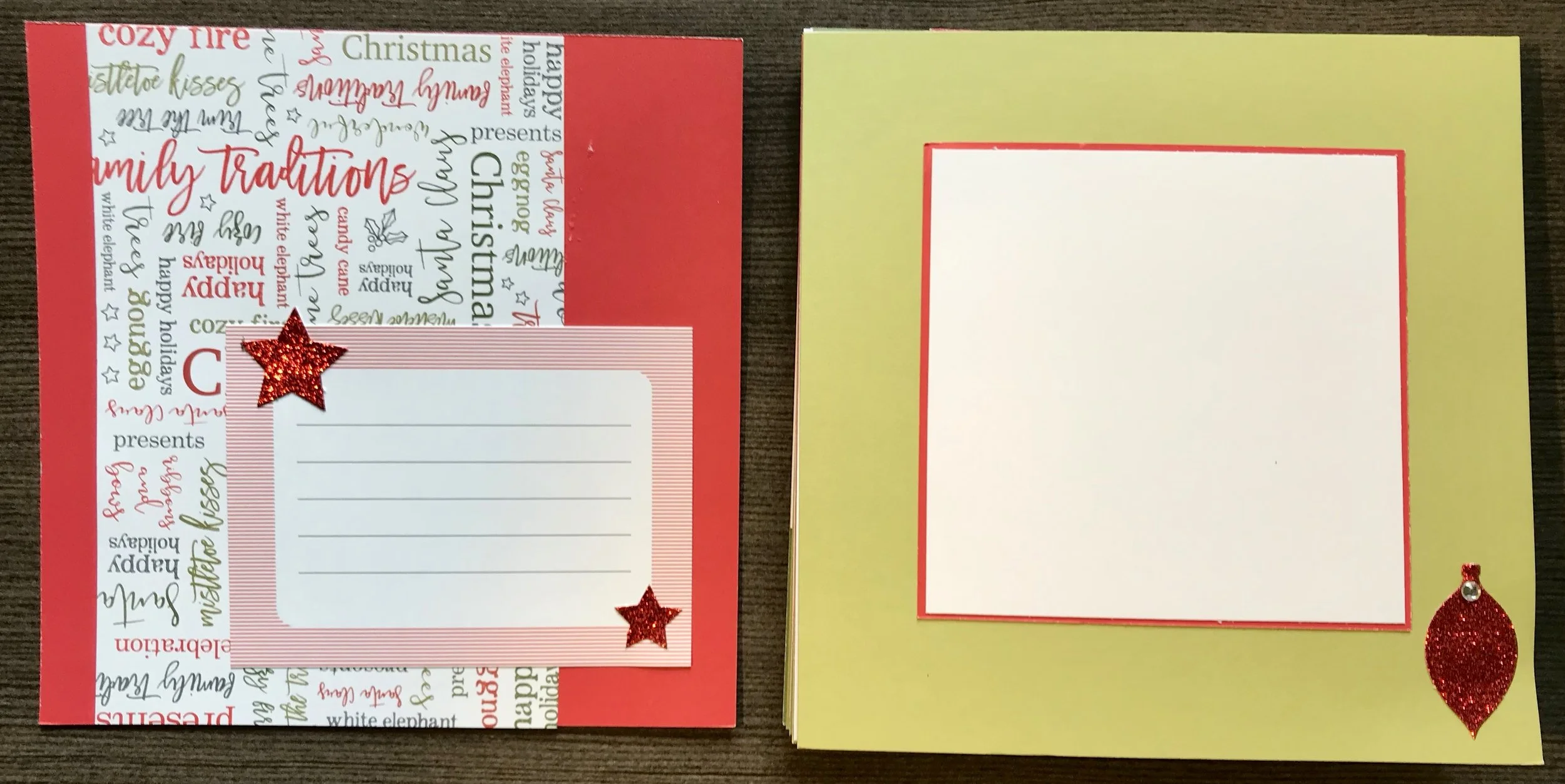 The Complements Kit has so many different types of embellishments. I used the beautiful red glitter shapes.
