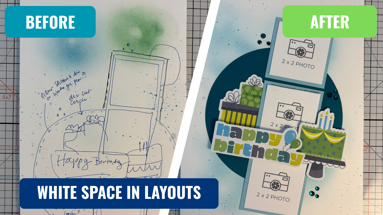Before &amp; After: How do you handle white space in a scrapbook layout? Ink &amp; Water!
