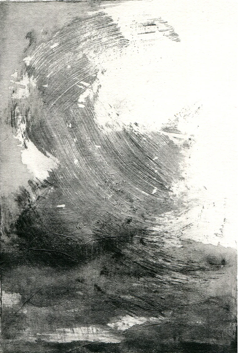 Finding Rhythms IV 10 x 15cm Monotype, watercolour on Japanese marushi paper