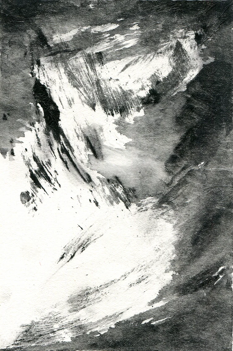 Finding Rhythms I 10 x 15cm Monotype, watercolour on Japanese marushi paper
