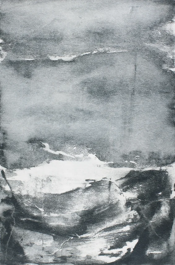 Undercurrents III 10 x 15cm Monotype, watercolour on Japanese marushi paper