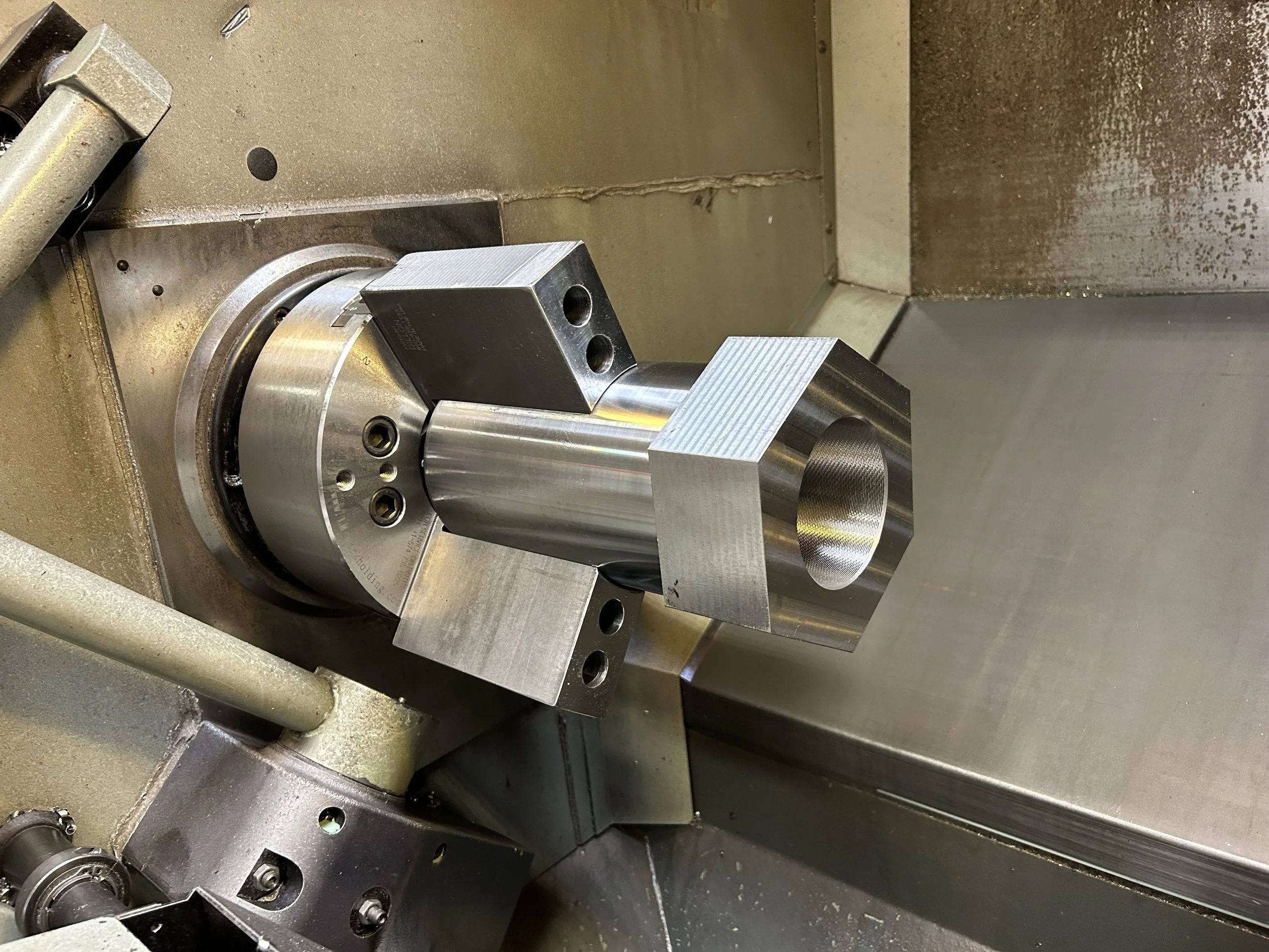 Here's the setup for all the internal turning, as seen in our Haas ST-30Y lathe.