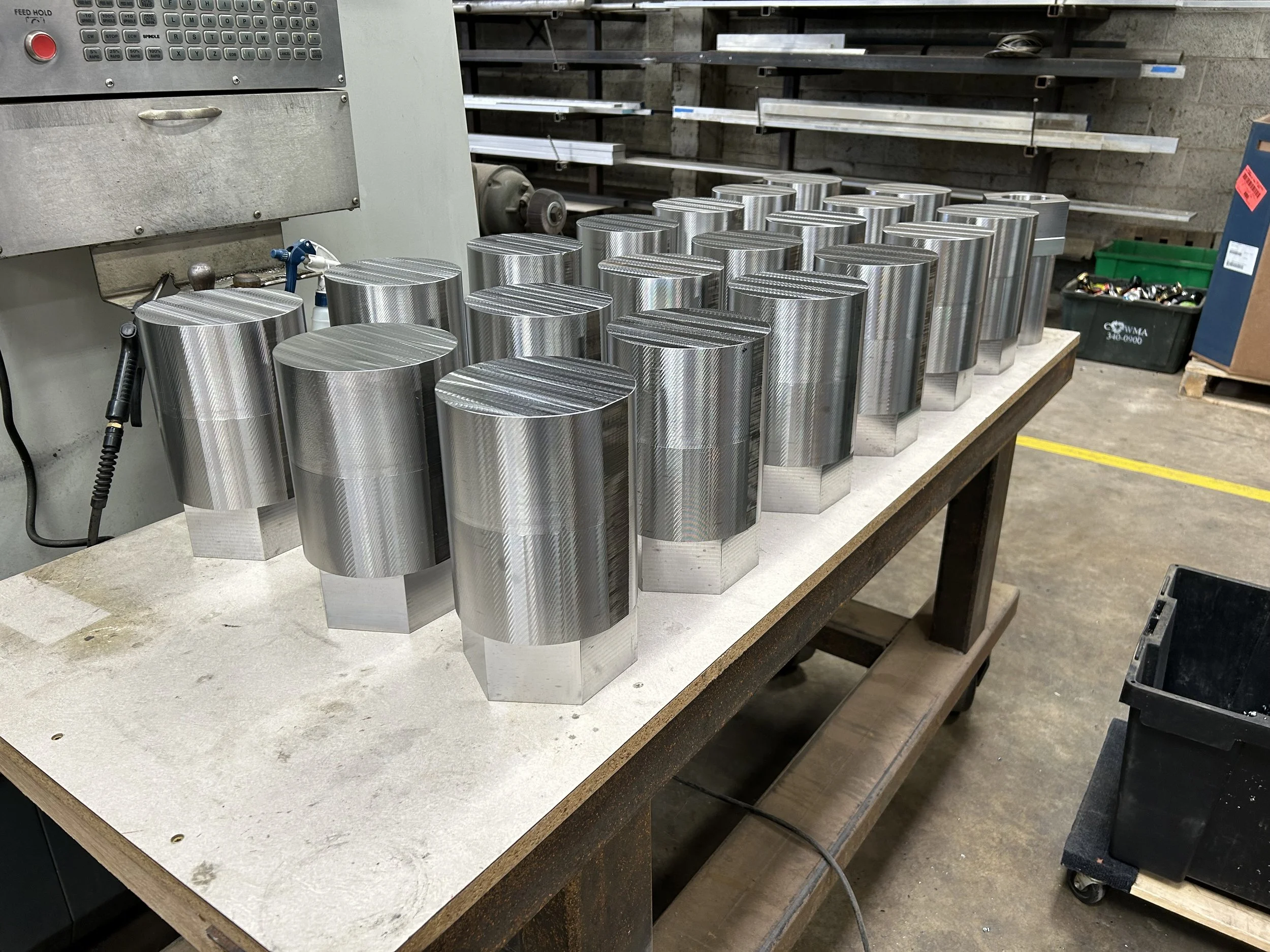 Blanks, ready to go into our CNC turning center.