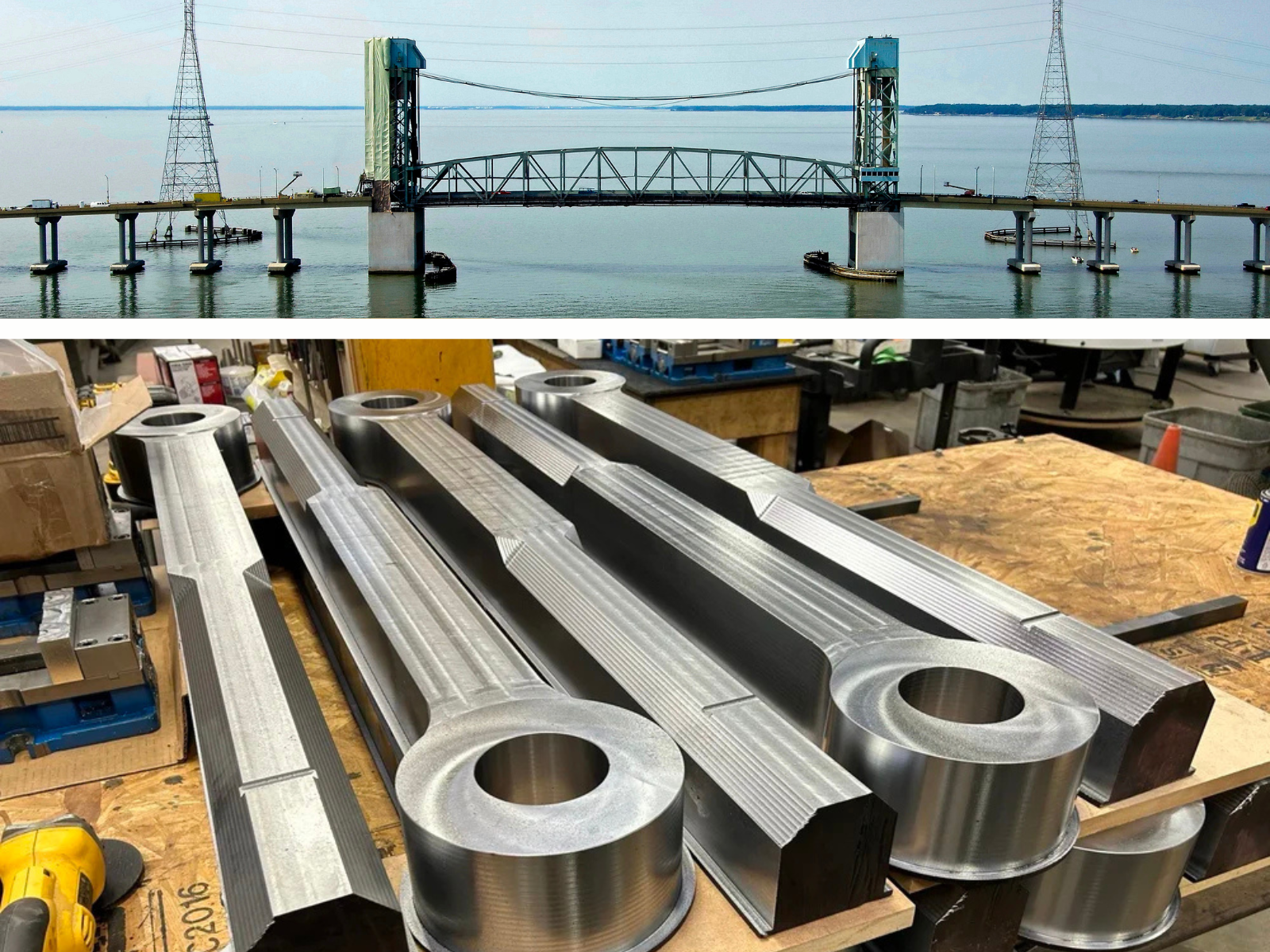 VDOT bridge components machined from steel at Tektonics Design Group