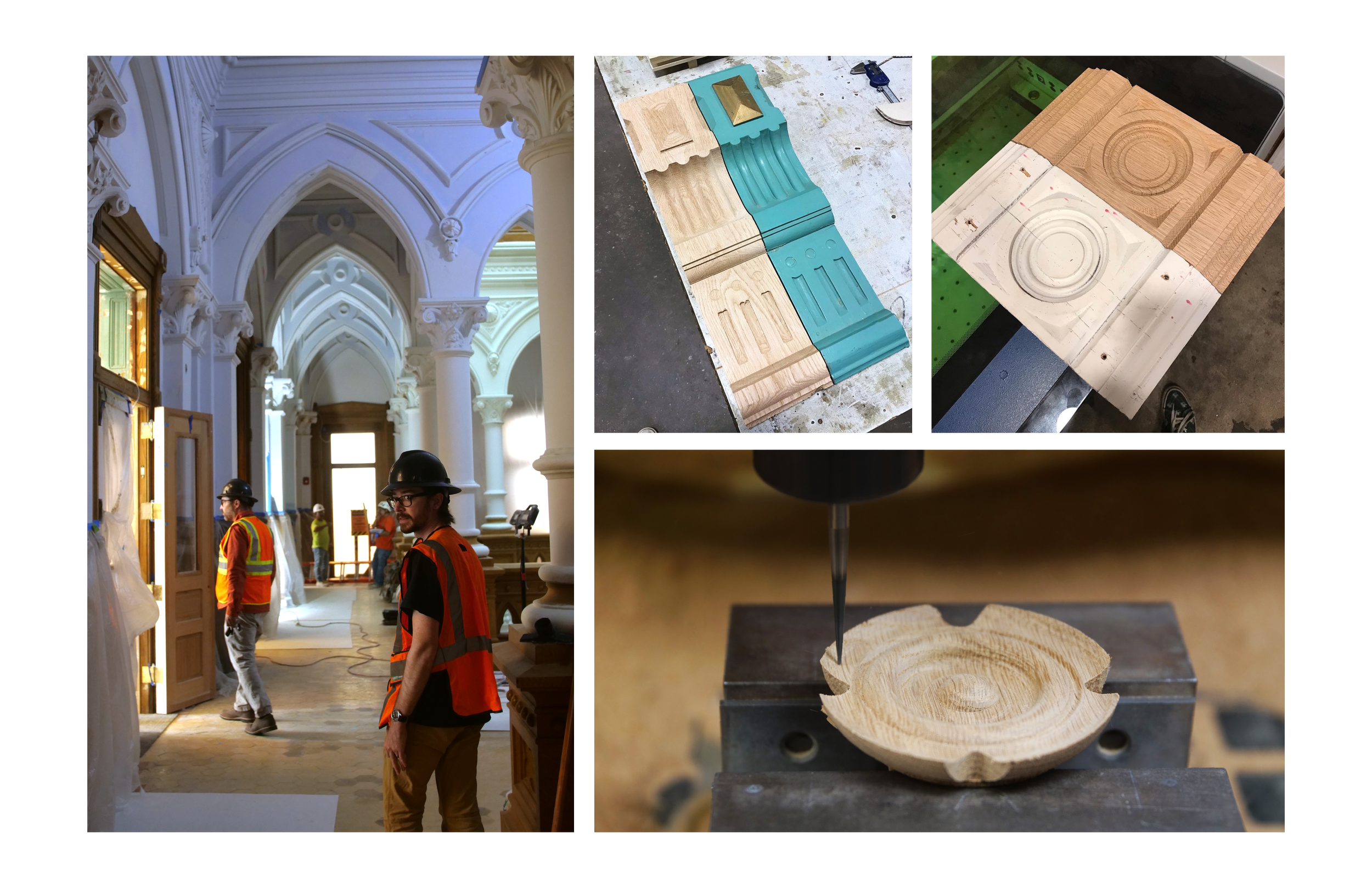 CNC Routing wooden reproduction of historic moulding for historic building in virginia